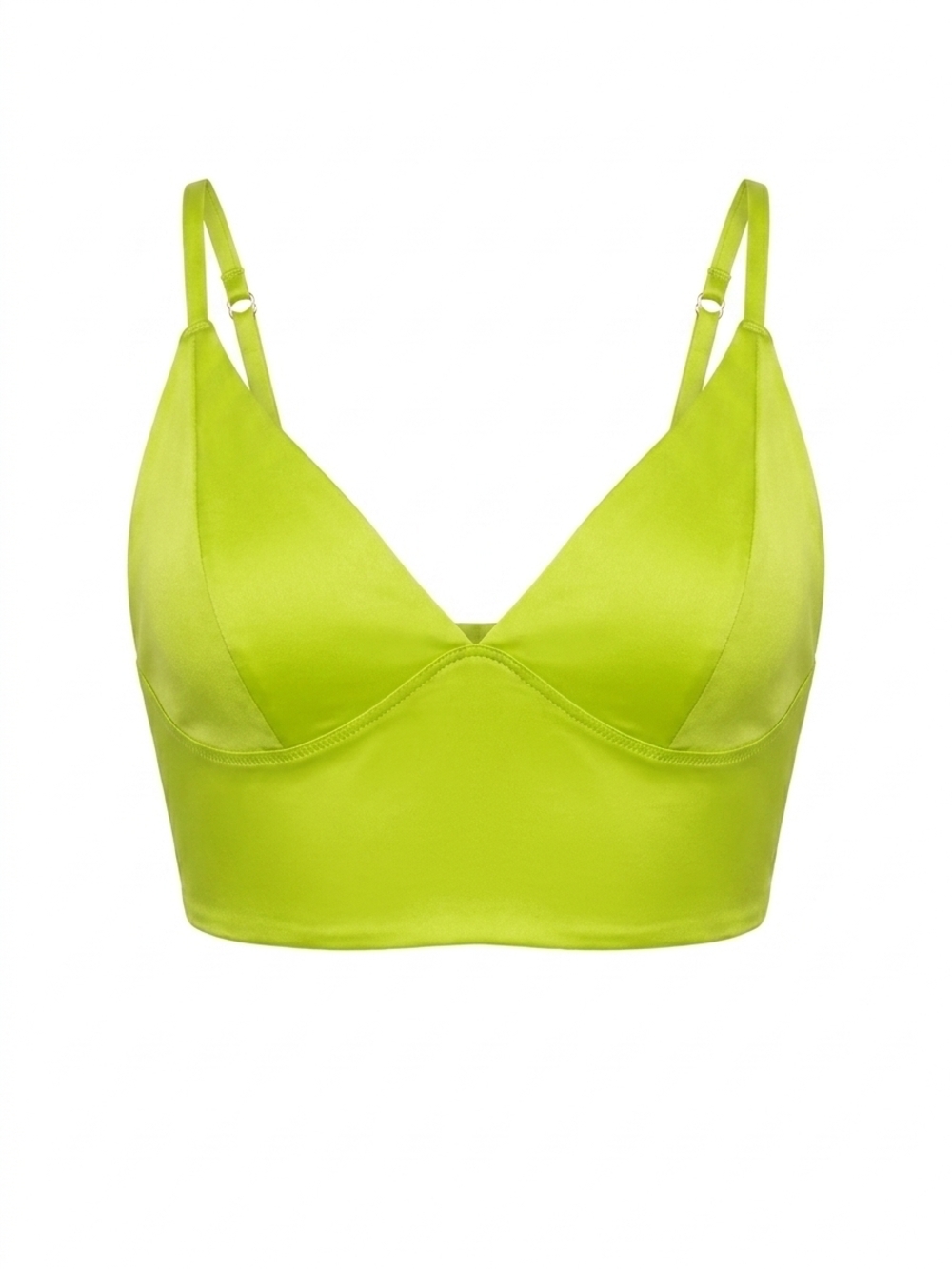 Aerie Neon Lime Satin Longline Bralette Top Small